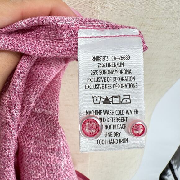 Robert Graham Woven Button Front Short Sleeve Shirt Porcaro Solid Red Pique M - Picture 5 of 9